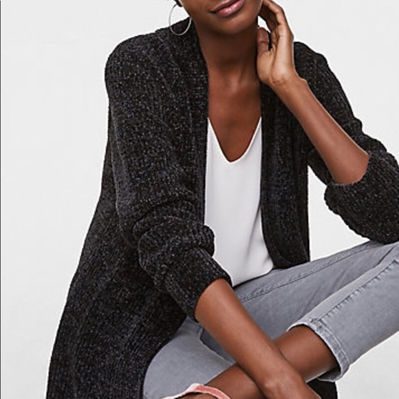 LOFT Chenille Black Cardigan - Picture 2 of 2